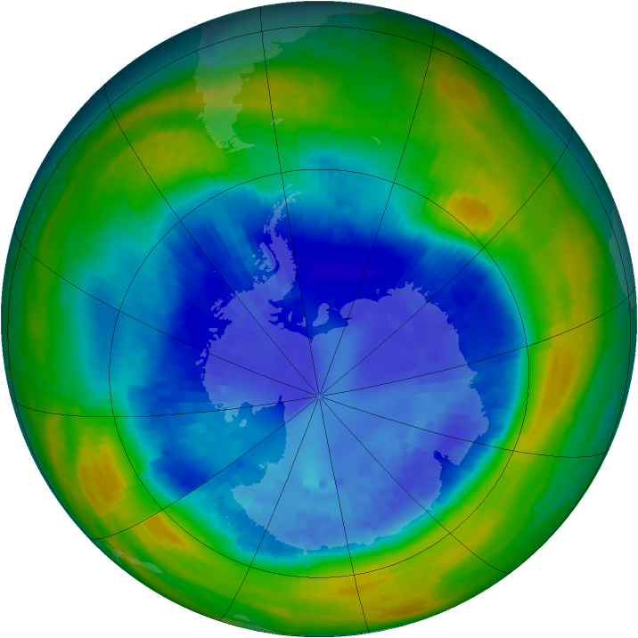 Antarctic ozone map for 05 September 2004